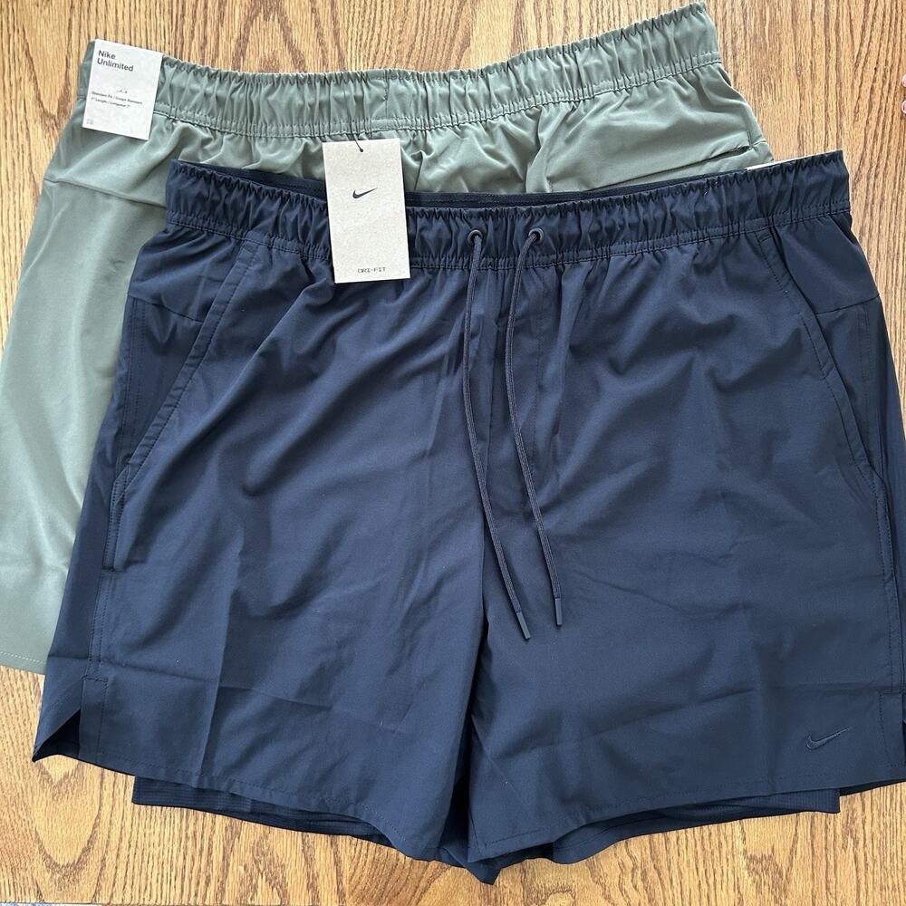 Nike Unlimited Men’s Dri-FIT 7” 2-in-1 Versatile Shorts XXL Black Olive Green